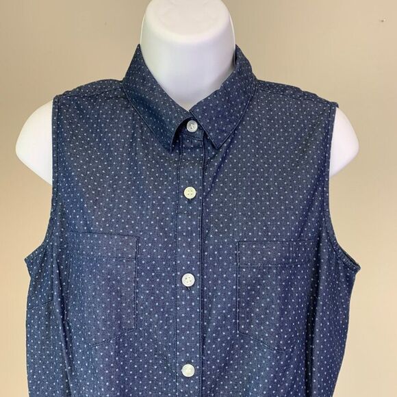 The Limited sz M Sleeveless Top Button Front Tie Waist Polka Dot New NWT - Picture 2 of 8